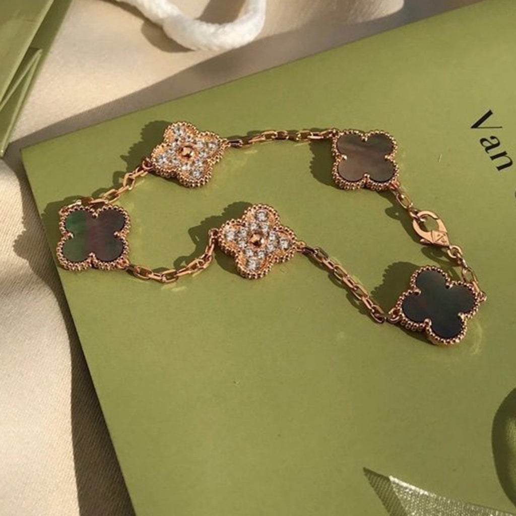 [⭐Shinejoy] COLLECTION DE BRACELETS CLOVER 5 MOTIF GRIS MOP