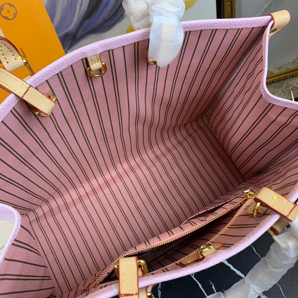 TOILE ENCOUÉE GÉANTE ONTHEGO GM 41 ROSE CLAIR MONOGRAMME