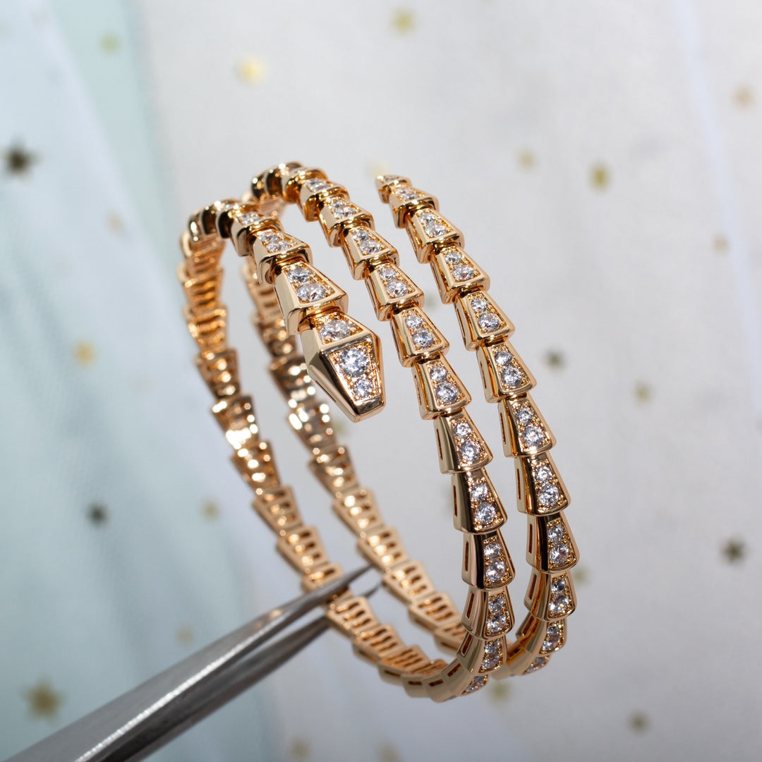 [Shinejoy]SERPENTI BRACELET PINK GOLD DIAMOND DOUBLE ROW