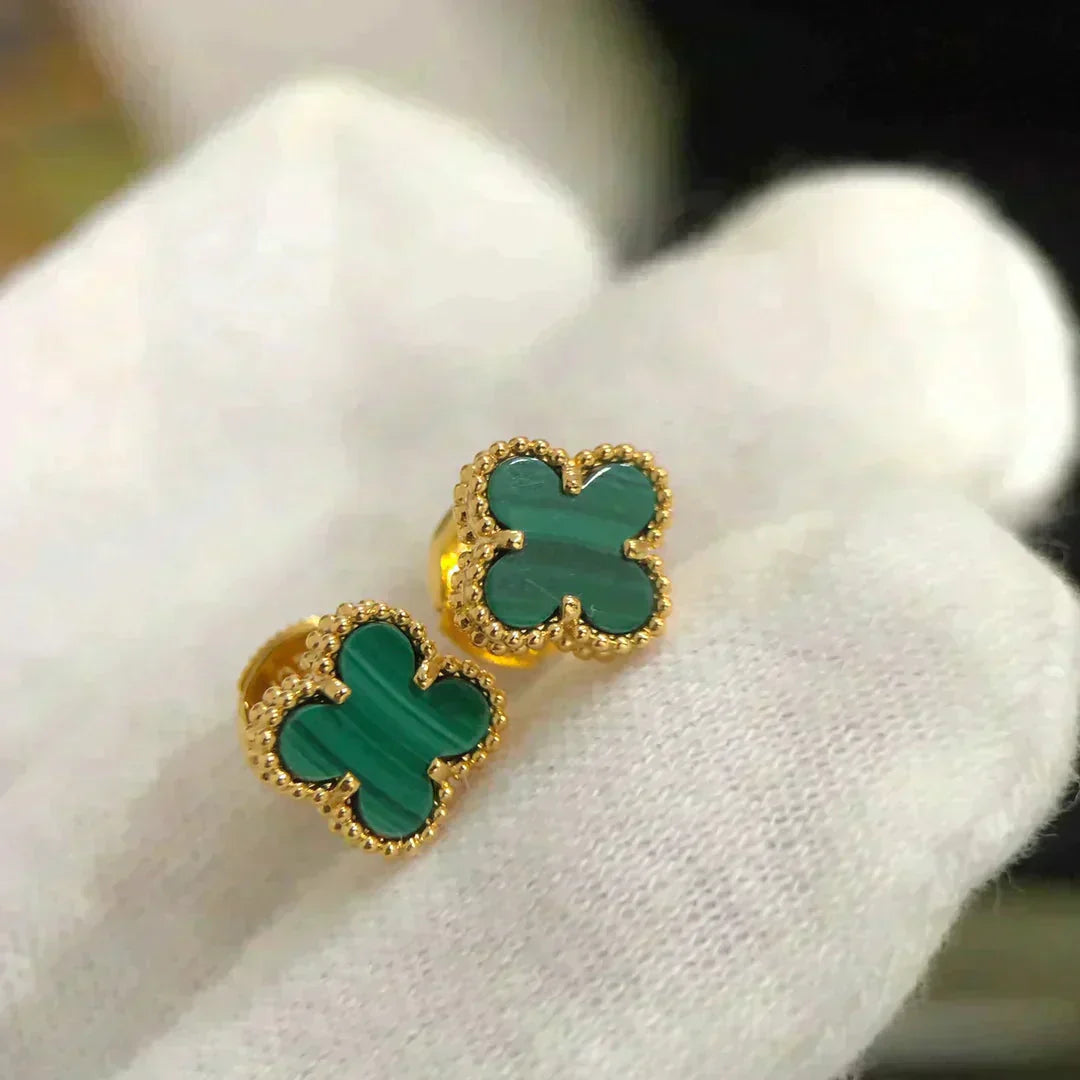 [Shinejoy]CLOVER MINI 9.5MM MALACHITE  EARRINGS