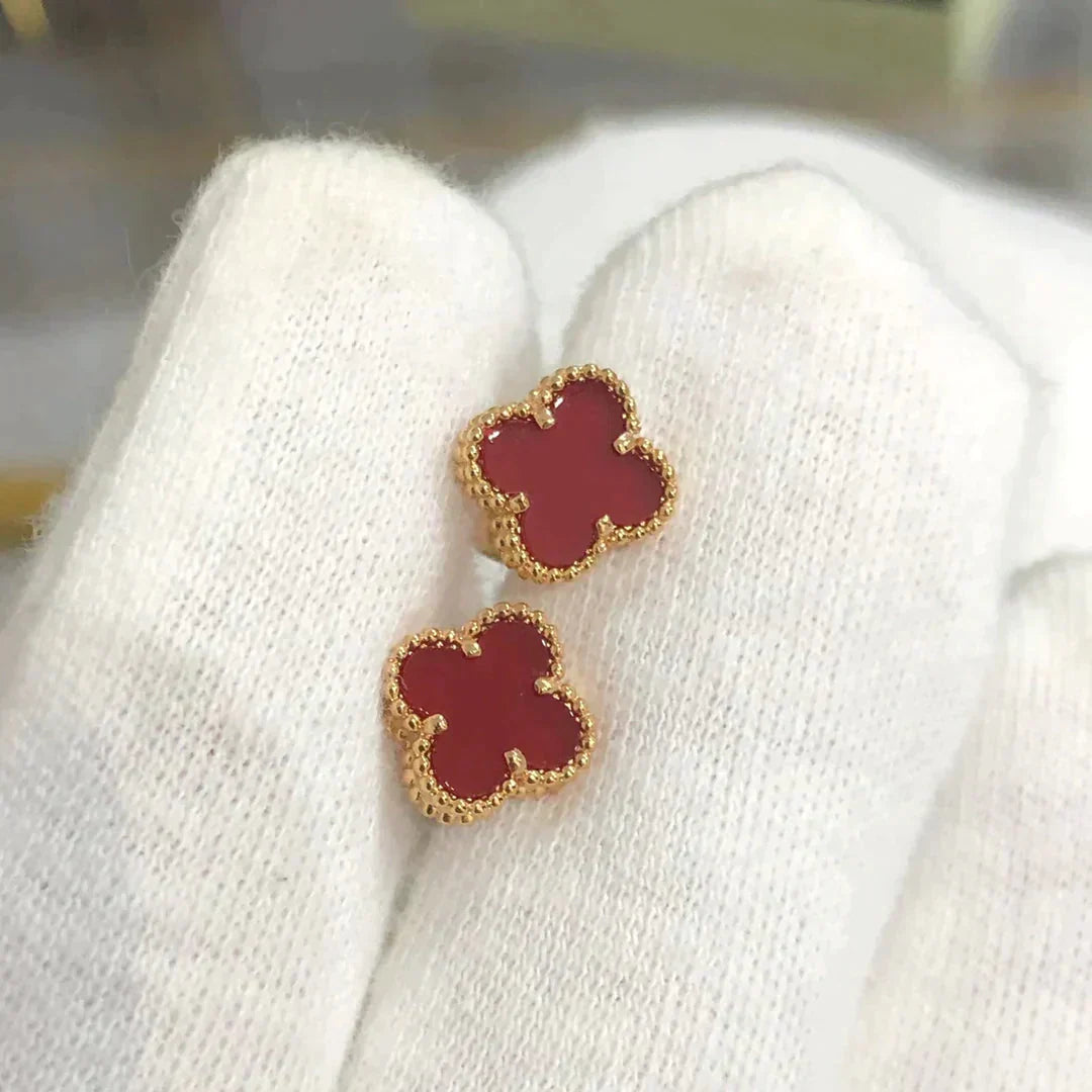 [Shinejoy]CLOVER MINI 9.5MM CARNELIAN EARRINGS