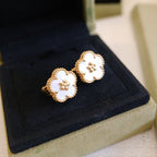 [Shinejoy] BOUCLES D'OREILLES LUCKY ROSE OR BLANC MARQUE 
