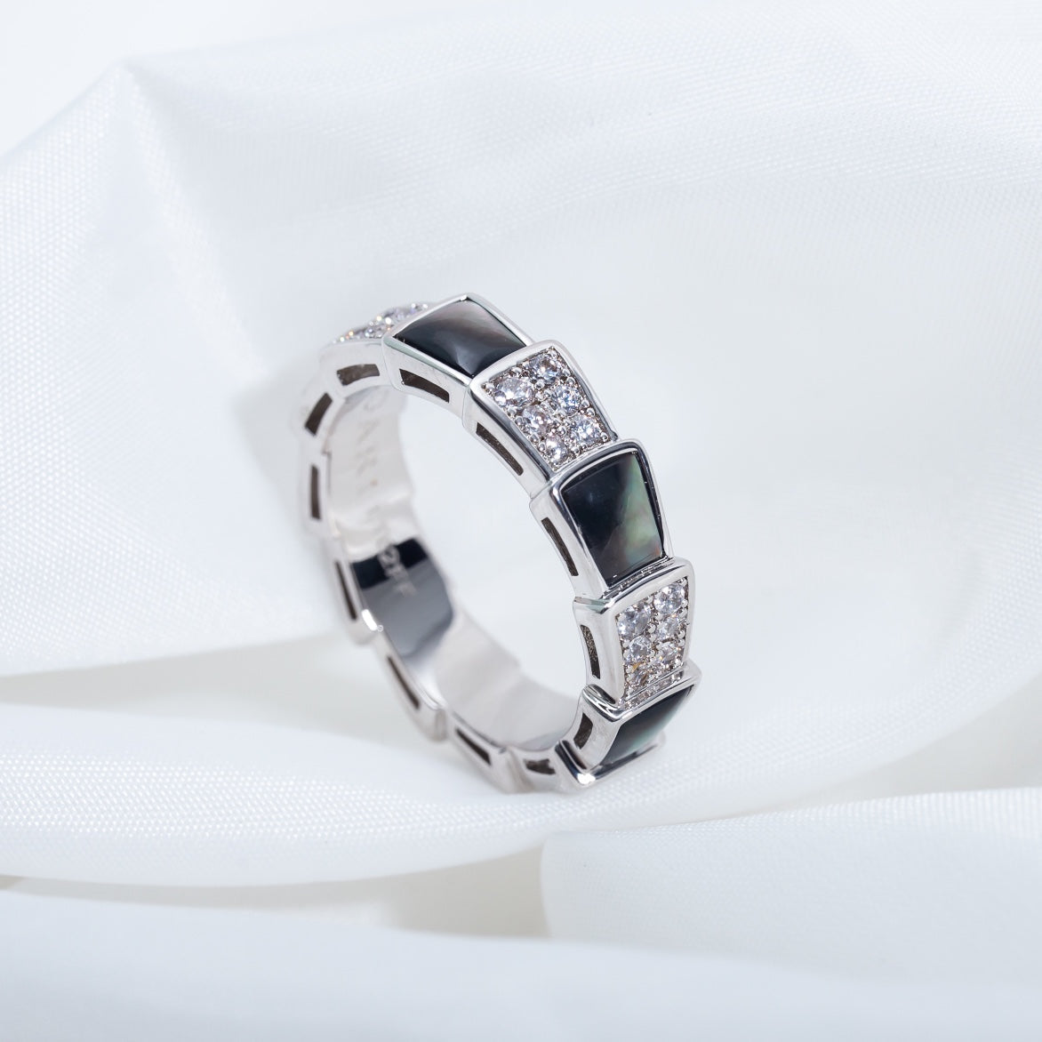 [Shinejoy]SERPENTI RING SILVER DIAMOND BLACK MOP 4MM