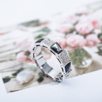 [Shinejoy]セルペンティリング シルバー ダイヤモンド ブラック モップ 4mm