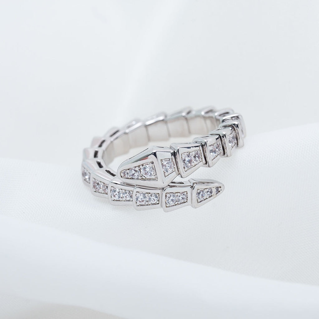 [Shinejoy] Bague Serpenti en argent sertie de diamants 4 mm