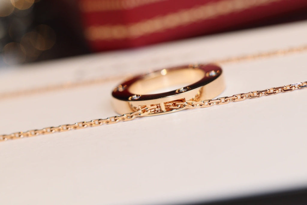 [Shinejoy]ラブネックレス 16mm 6ダイヤモンド ピンクゴールド