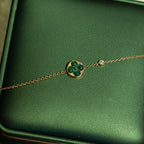 [Shinejoy]SUN MALACHITE 1 DIAMOND PINK GOLD BRACELET