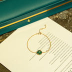 [Shinejoy]SUN MALACHITE 1 DIAMOND PINK GOLD BRACELET