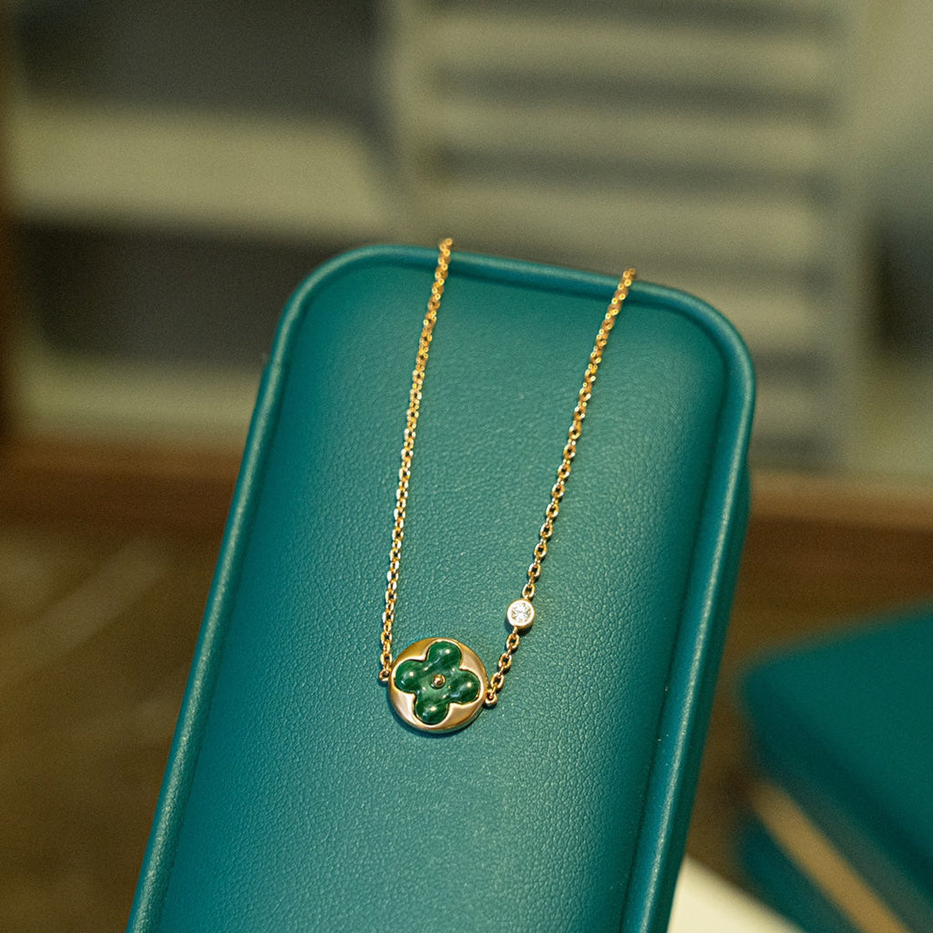 [Shinejoy]SUN MALACHITE 1 DIAMOND PINK GOLD BRACELET