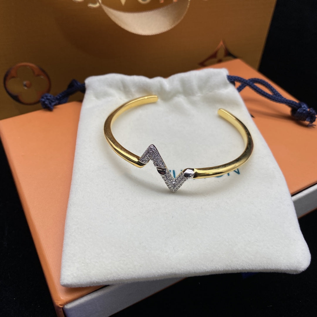 [Shinejoy]VOLTE UPSITE DOWN DIAMOND GOLD OPEN BRACELET