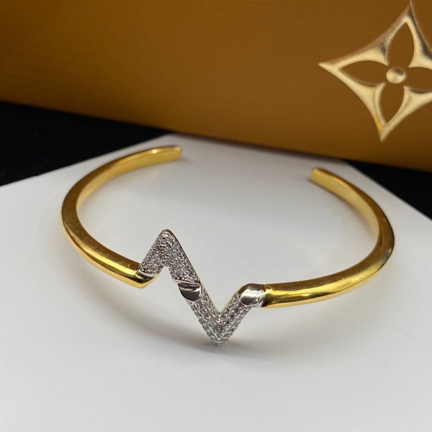 [Shinejoy]VOLTE UPSITE DOWN DIAMOND GOLD OPEN BRACELET