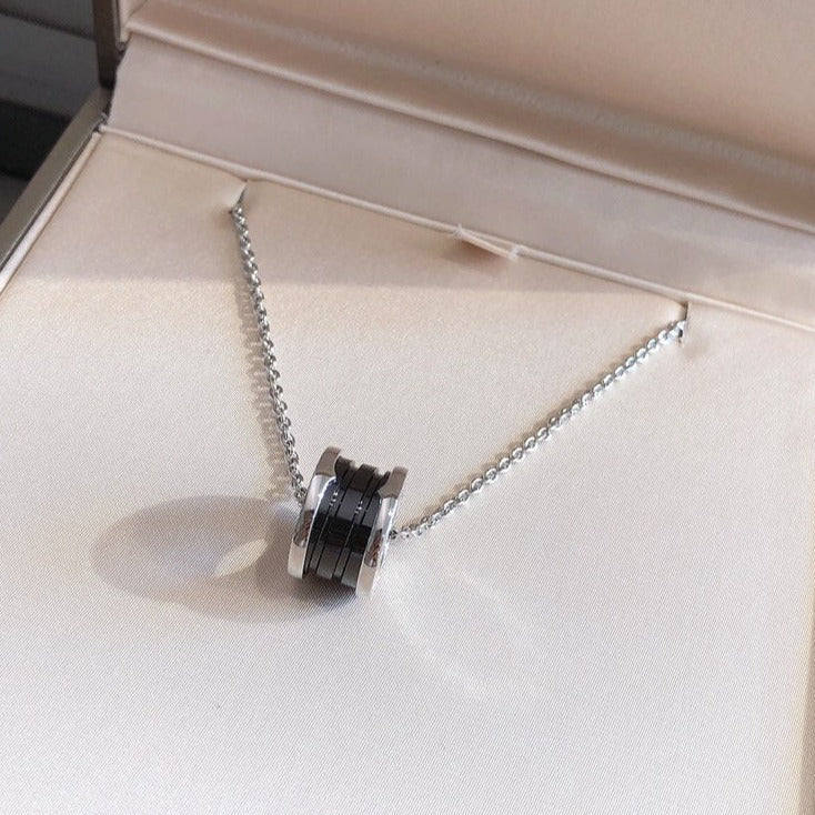 [Shinejoy]ZERO 1 BLACK CERAMIC SILVER NECKLACE