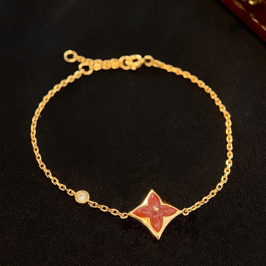 [Shinejoy]COLOR STAR CARNELIAN PINK GOLD DIAMOND BRACELET