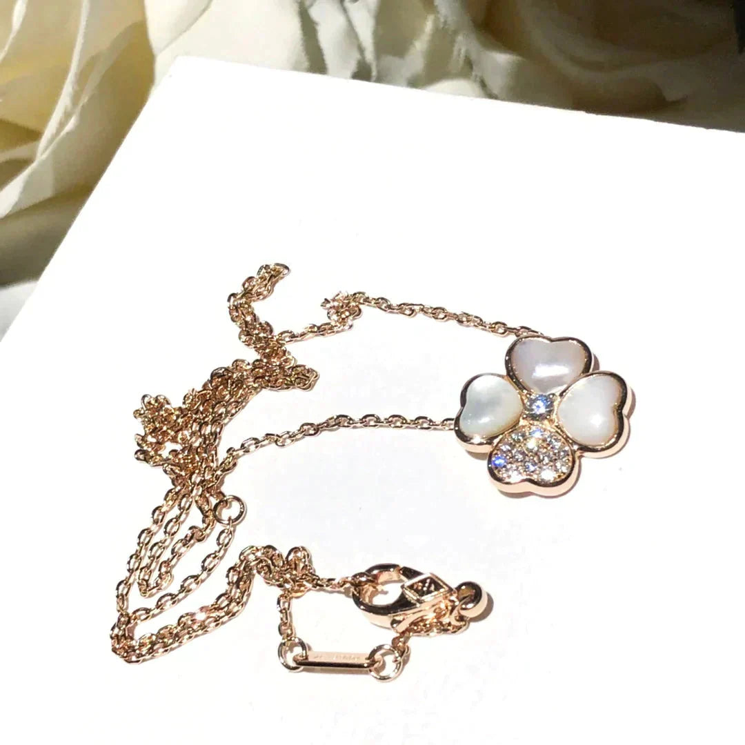[Shinejoy]CLOVER MOP DIAMOND ROSE GOLD NECKLACE