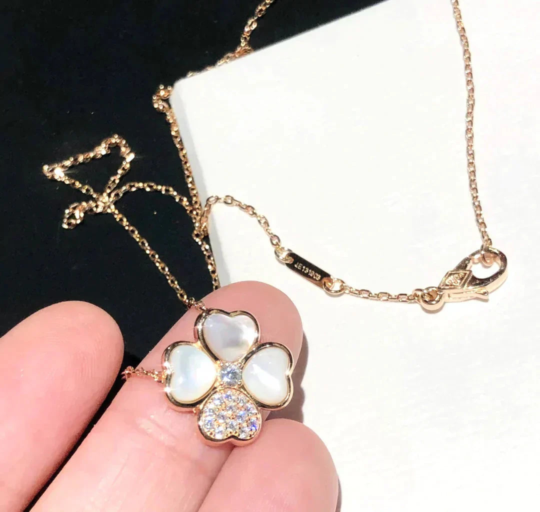 [Shinejoy]CLOVER MOP DIAMOND ROSE GOLD NECKLACE