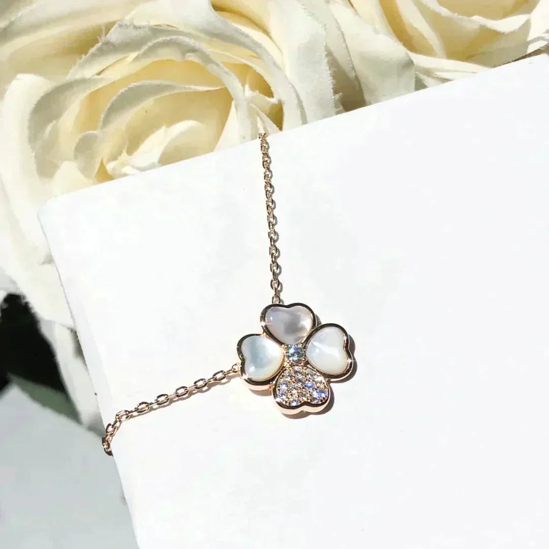 [Shinejoy]CLOVER MOP DIAMOND ROSE GOLD NECKLACE