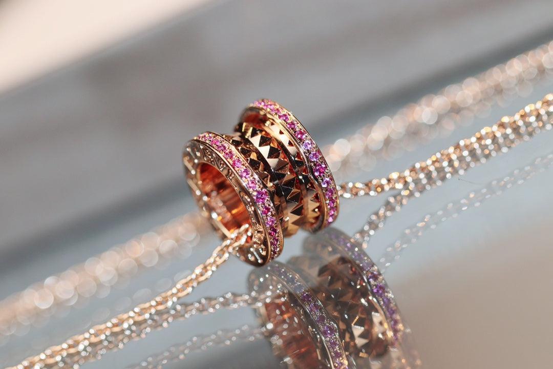 [Shinejoy]ZERO 1 ROCK PINK GOLD PINK DIAMOND NECKLACE