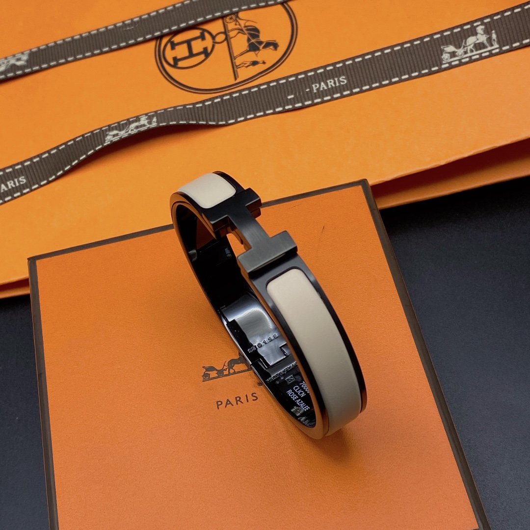 [Shinejoy]H BRACELET 12MM CÉRAMIQUE NOIRE ET BEIGE