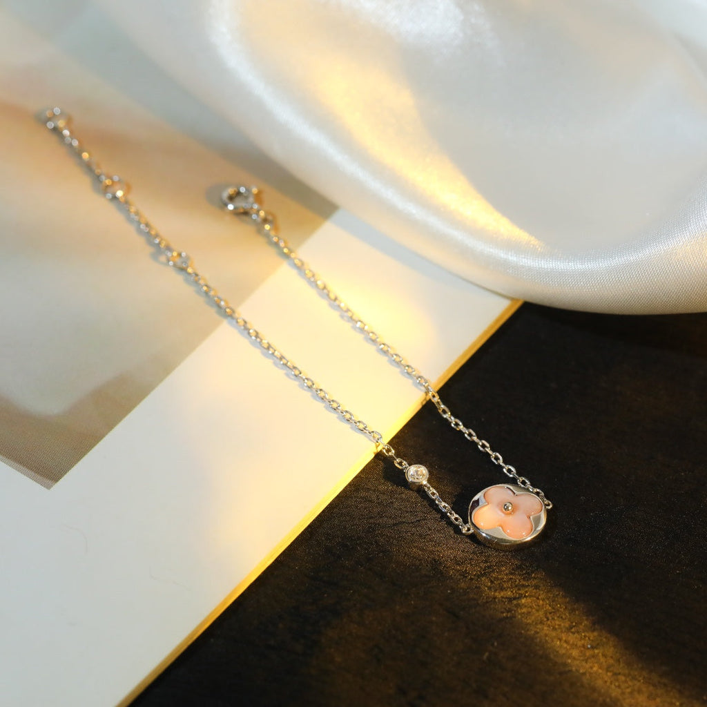 [Shinejoy]SUN MOTIF PINK MOP SILVER BRACELET