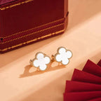 [Shinejoy]Boucles d'oreilles clous CLOVER MEDIUM 1 MOTIFS BLANC MOP