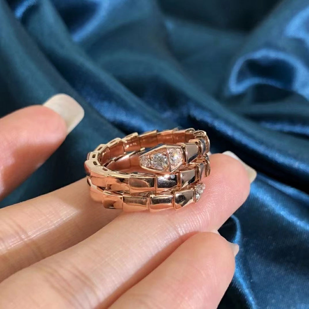 Bague Serpents à double rangée de diamants [Shinejoy]