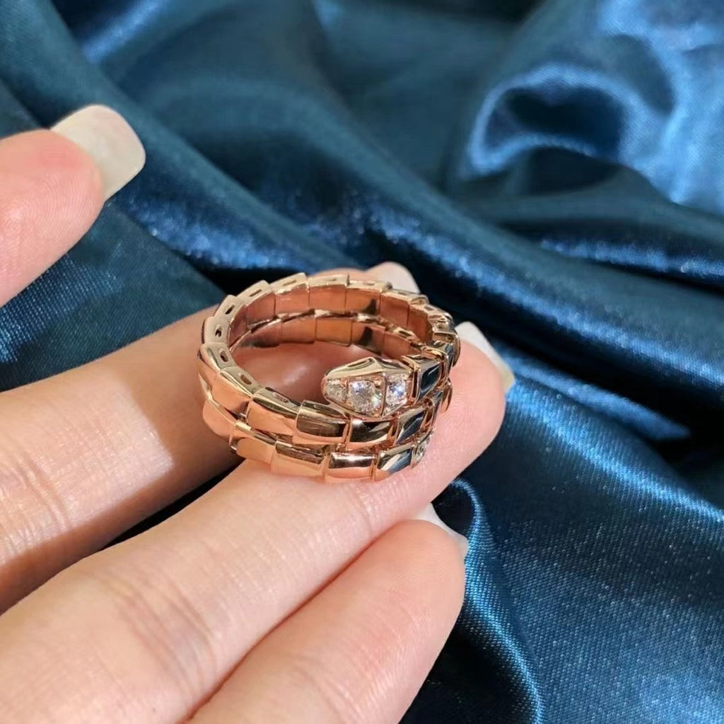 Bague Serpents à double rangée de diamants [Shinejoy]