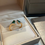 [Shinejoy]Bague ouverte en malachite et diamants Dream.