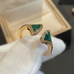 [Shinejoy]Bague ouverte en malachite et diamants Dream.