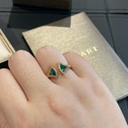 [Shinejoy]Bague ouverte en malachite et diamants Dream.