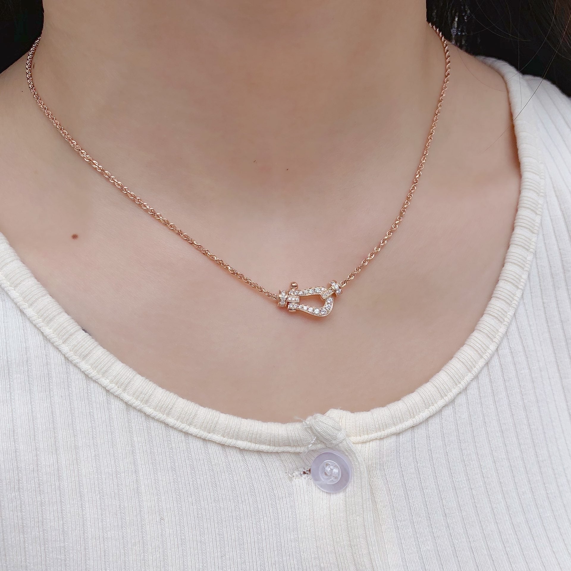 [Shinejoy]FORCE 10 PINK GOLD DIAMOND NECKLACE