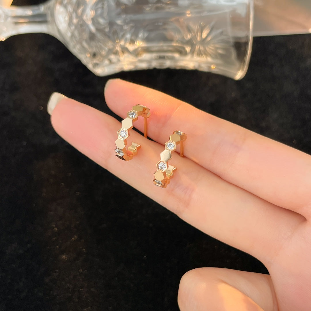[Shinejoy]BEE LOVE DIAMOND HOOP EARRINGS