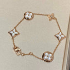 [Shinejoy]STAR AND SUN 5 MOTIF MOP PINK GOLD BRACELET