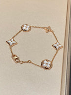 [Shinejoy]STAR AND SUN 5 MOTIF MOP PINK GOLD BRACELET