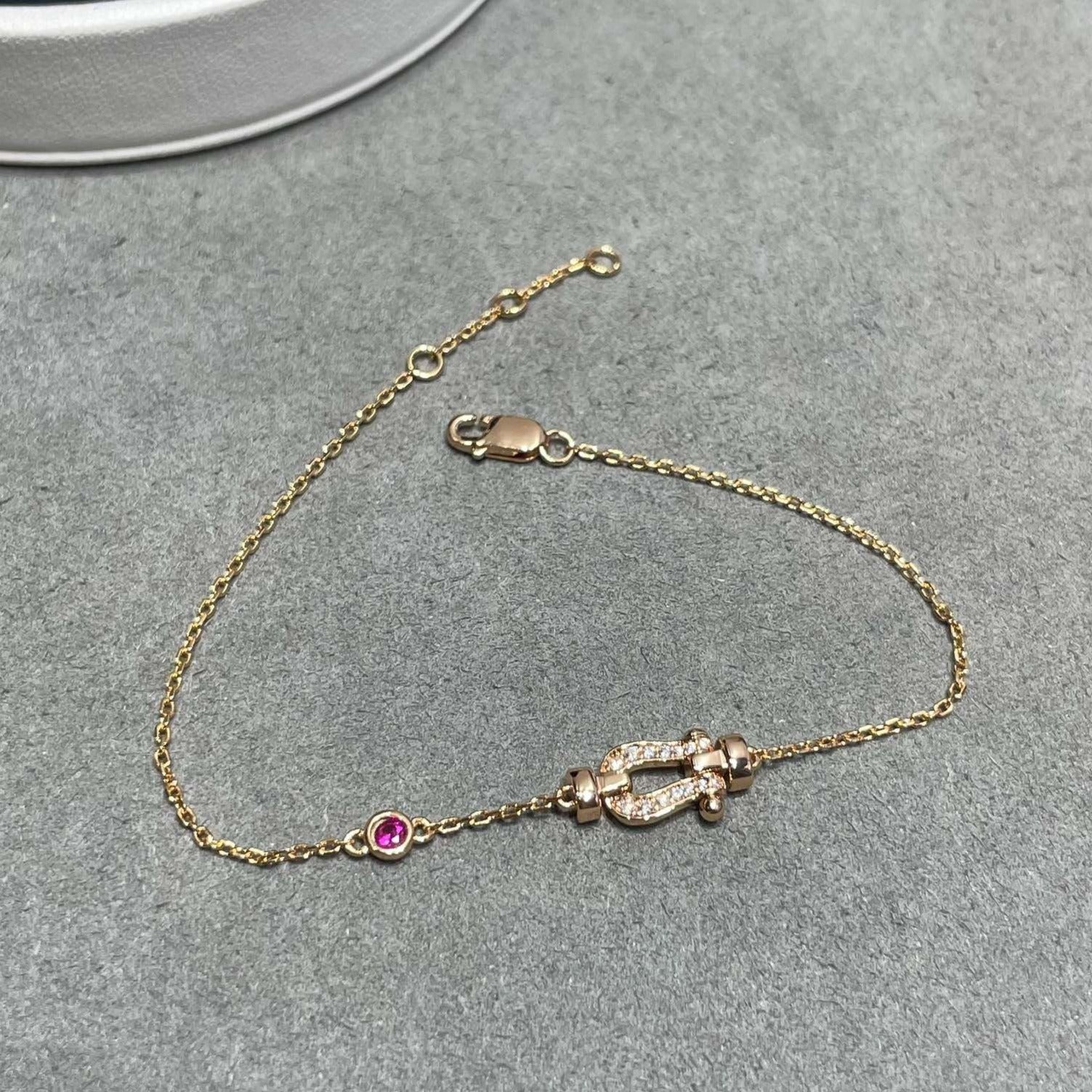 [Shinejoy]FORCE 10 DIAMOND CHAIN LINK PINK GOLD BRACELET