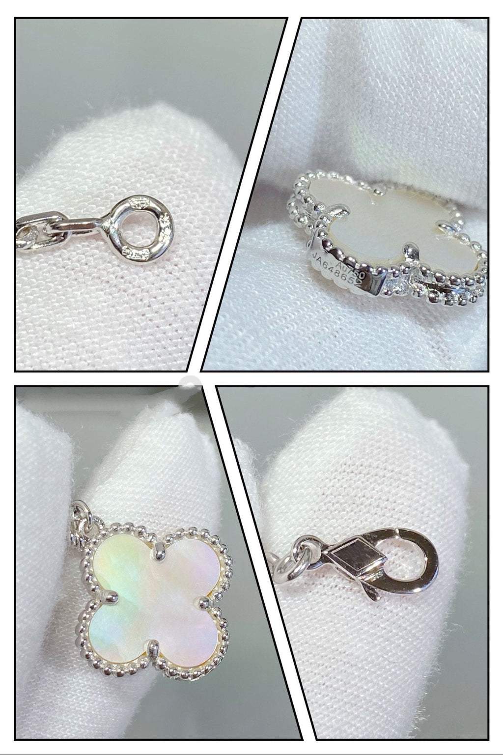 [Shinejoy]CLOVER 5 MOTIF WHITE MOP SILVER BRACELET