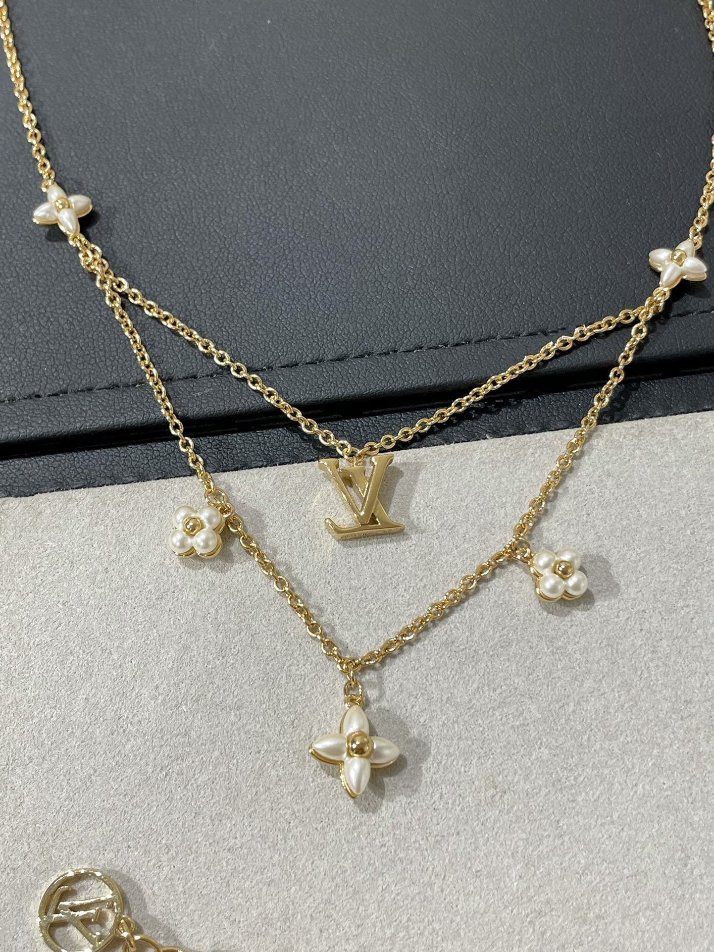 [Shinejoy]FLOWERGRAM GOLD MOP DOUBLE ROW NECKLACE