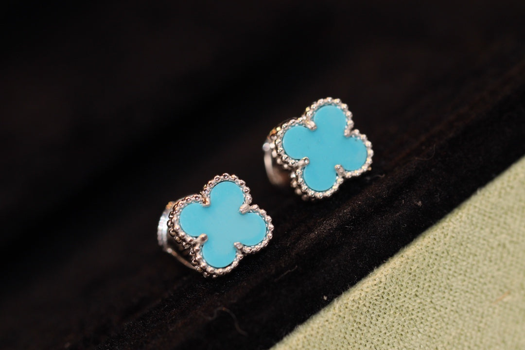 [Shinejoy]CLOVER MINI TURQUOISE SILVER STUD EARRINGS