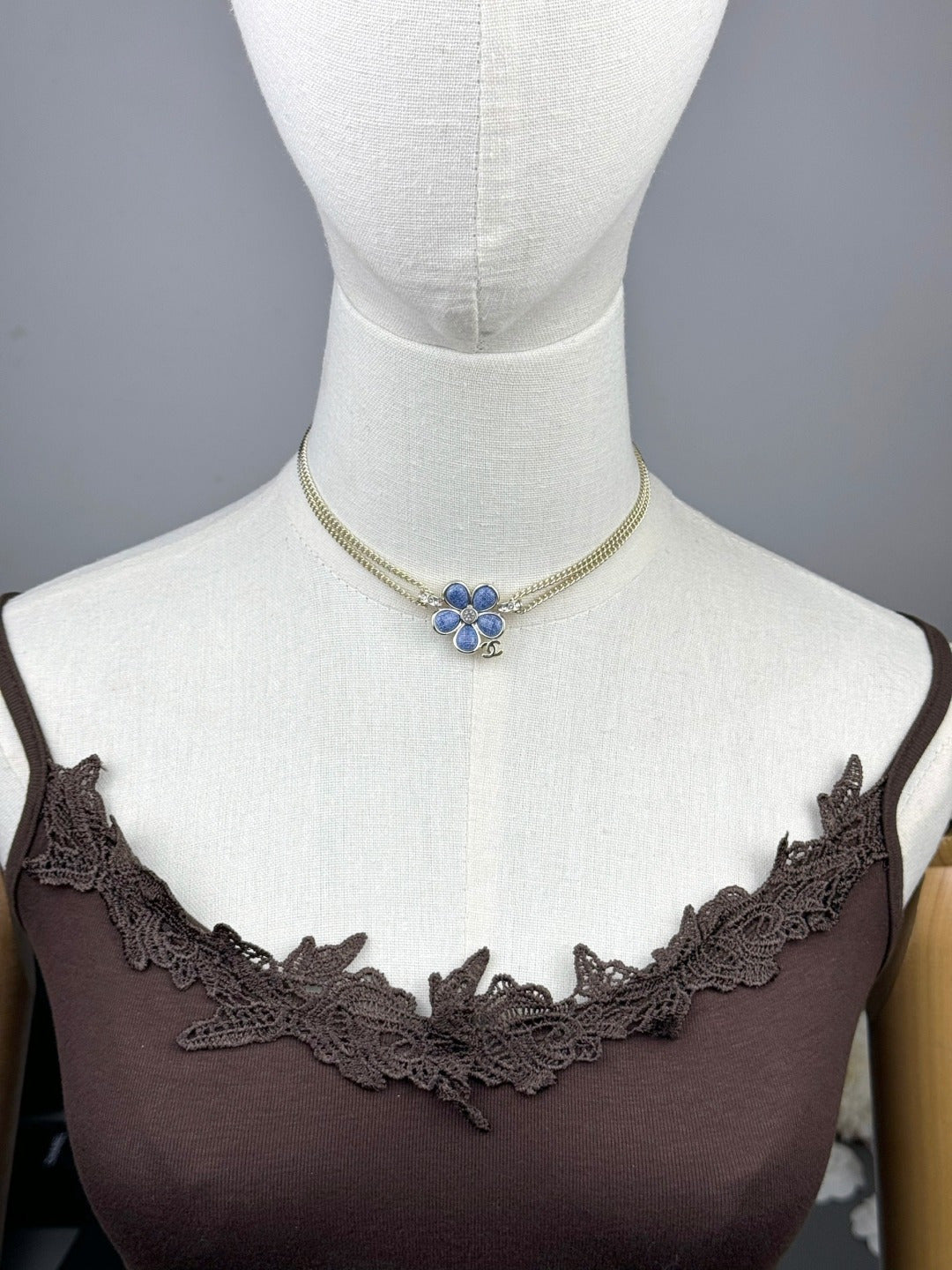 [Shinejoy]New Blue Floral Double-Layer Necklace