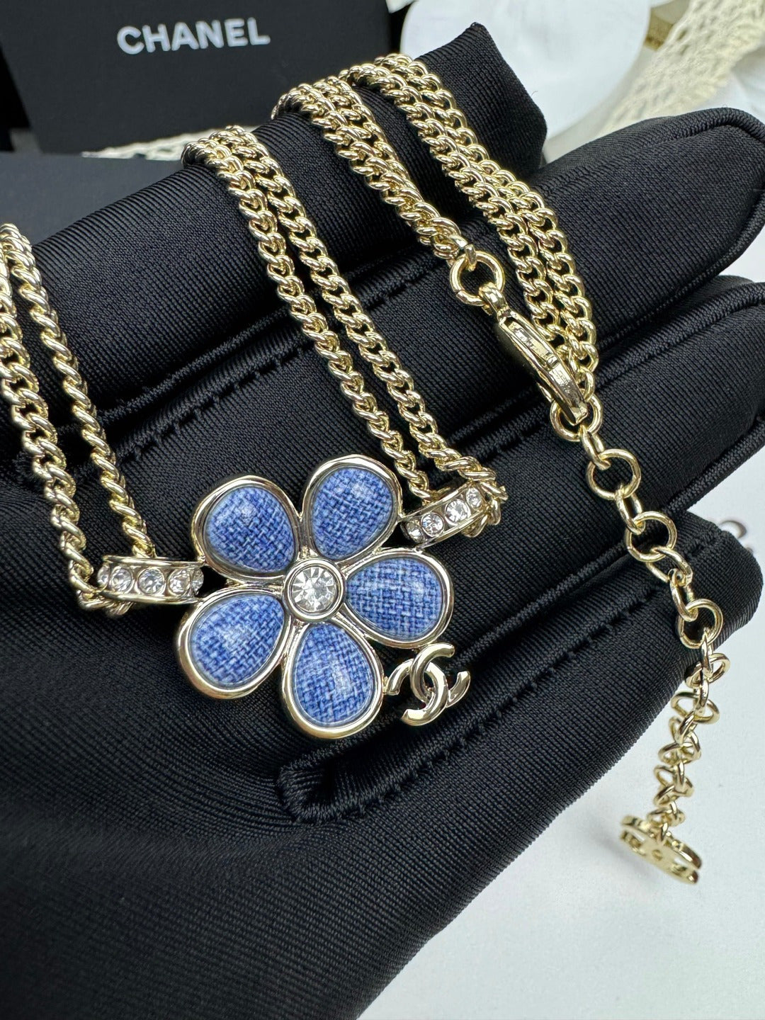 [Shinejoy]New Blue Floral Double-Layer Necklace