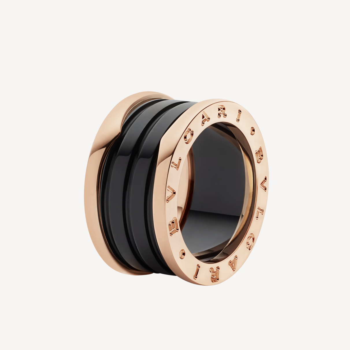 [Shinejoy]ZERO 1 FOUR-BAND LOOPS AND BLACK CERAMIC SPIRAL PINK GOLD RING