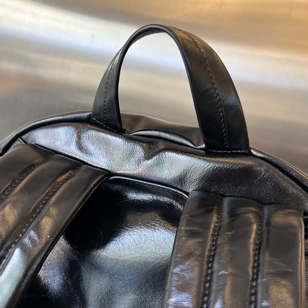 SAC À DOS EN CUIR D'AGNEAU NOIR ARCHÉTYPE 46, TAILLE MOYENNE