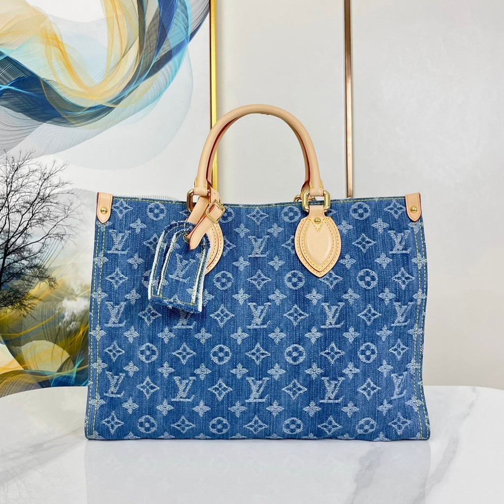 ONTHEGO 35 EN DENIM MONOGRAMME BLEU