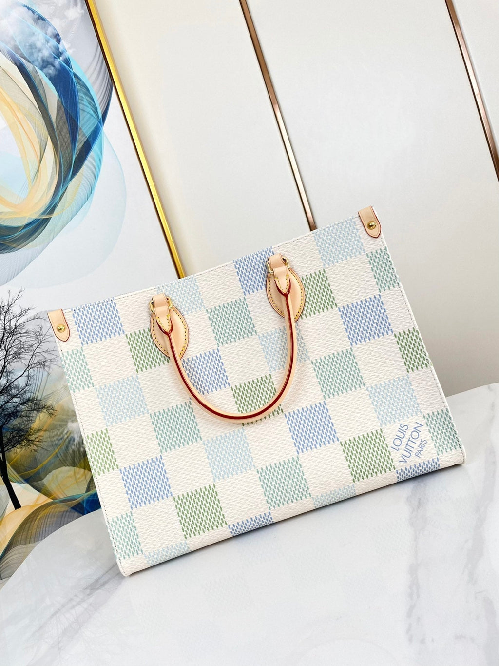 ONTHEGO 35 ピスタチオ ダミエ ジャイアント キャンバス