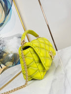 GO-14 MM 23 IN LEMON YELLOW QUILTED LAMBSKIN GOLD HARDWARE