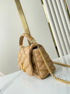 GO-14 PM 20 IN LIGHT FAWN QUILTED LAMBSKIN GOLD HARDWARE