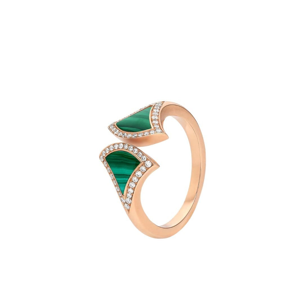 [Shinejoy]Bague ouverte en malachite et diamants Dream.
