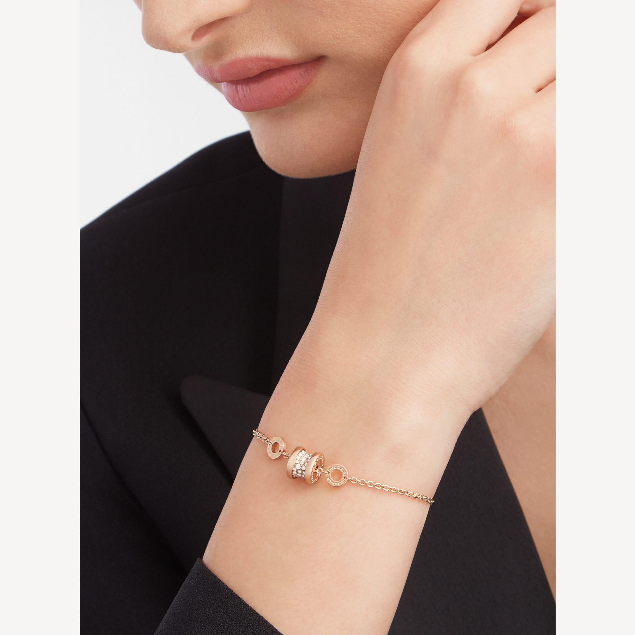 [Shinejoy] ZERO 1 ROSE DOUX OR AVEC BRACELET SPIRALE PAVÉ DE DIAMANTS