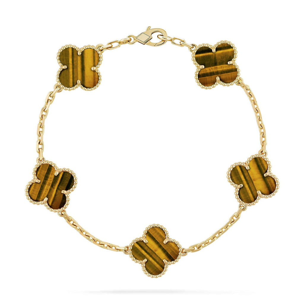 [⭐Shinejoy] CLOVER 5 MOTIFS TIGER EYE BRACELET COLLECTION