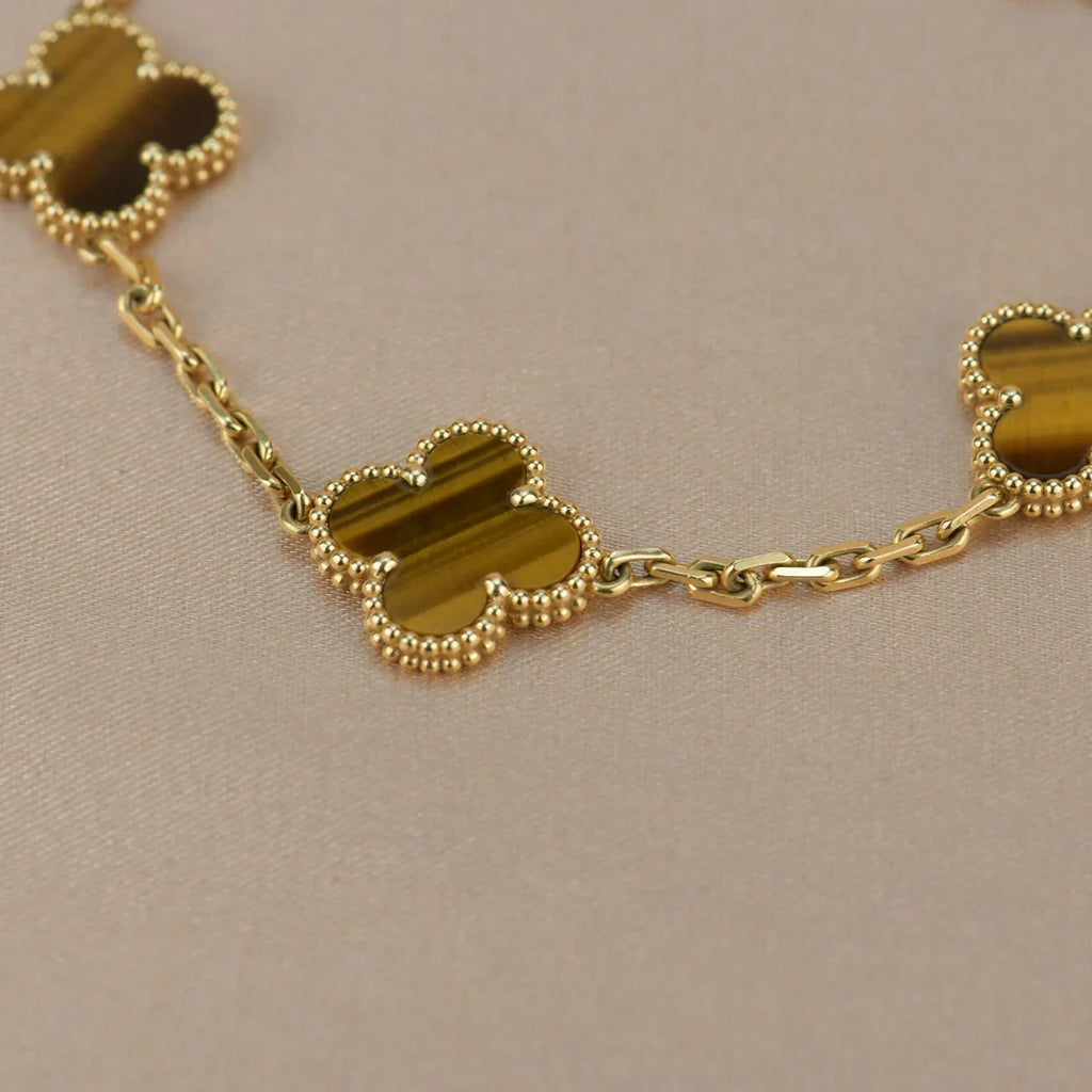[⭐Shinejoy] CLOVER 5 MOTIFS TIGER EYE BRACELET COLLECTION