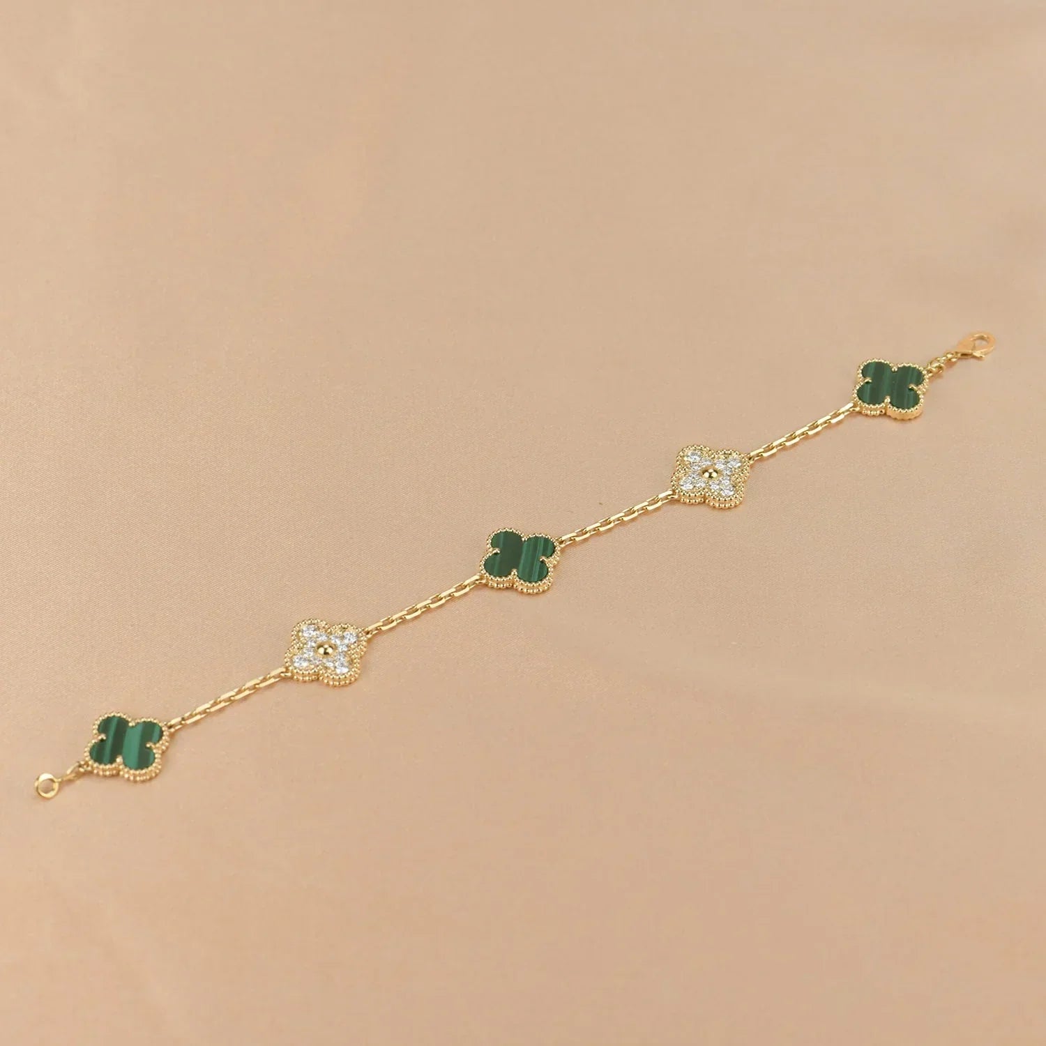 [⭐Shinejoy] CLOVER 5 MOTIF MALACHITE BRACELET COLLECTION